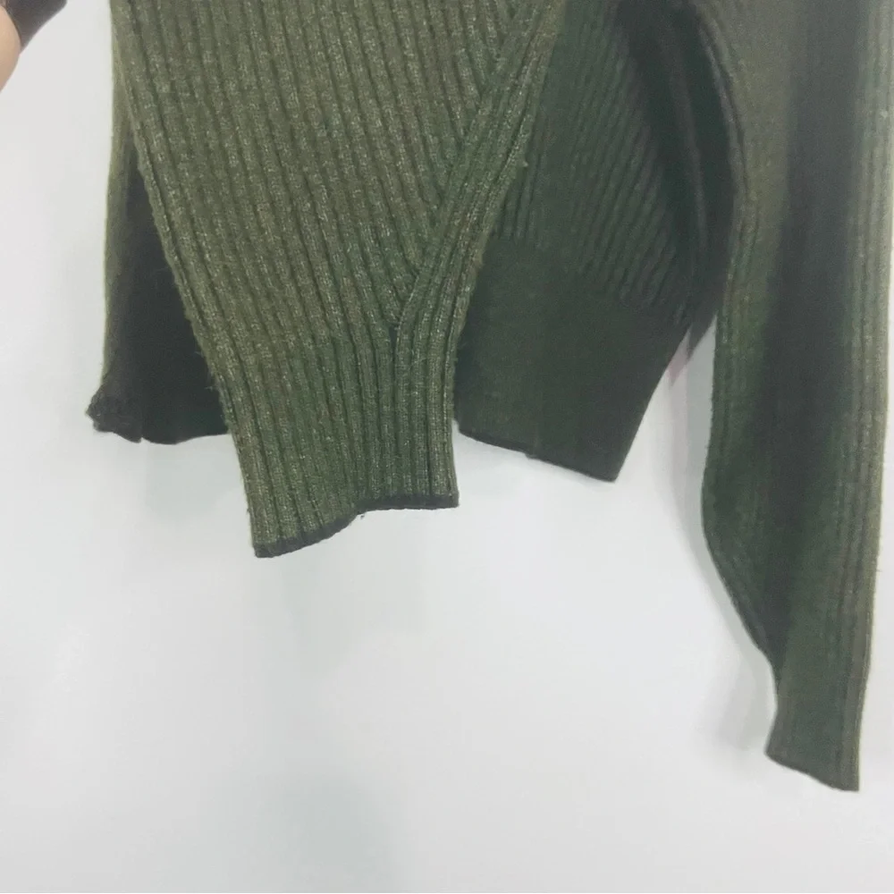 Varley Olive Green Carmen Ribbed Knit Jacket sweater size Xsmall